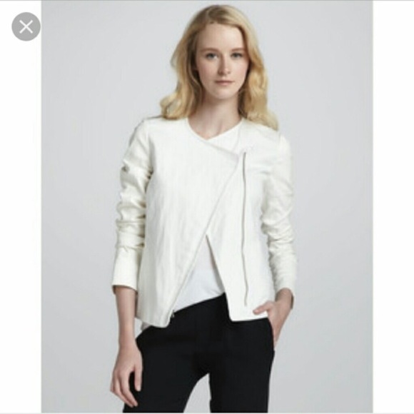 vince white leather jacket